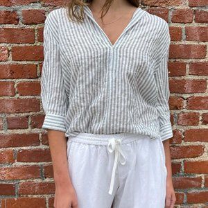 Pharaoh Wren Pullover Shirt in white/denim stripe